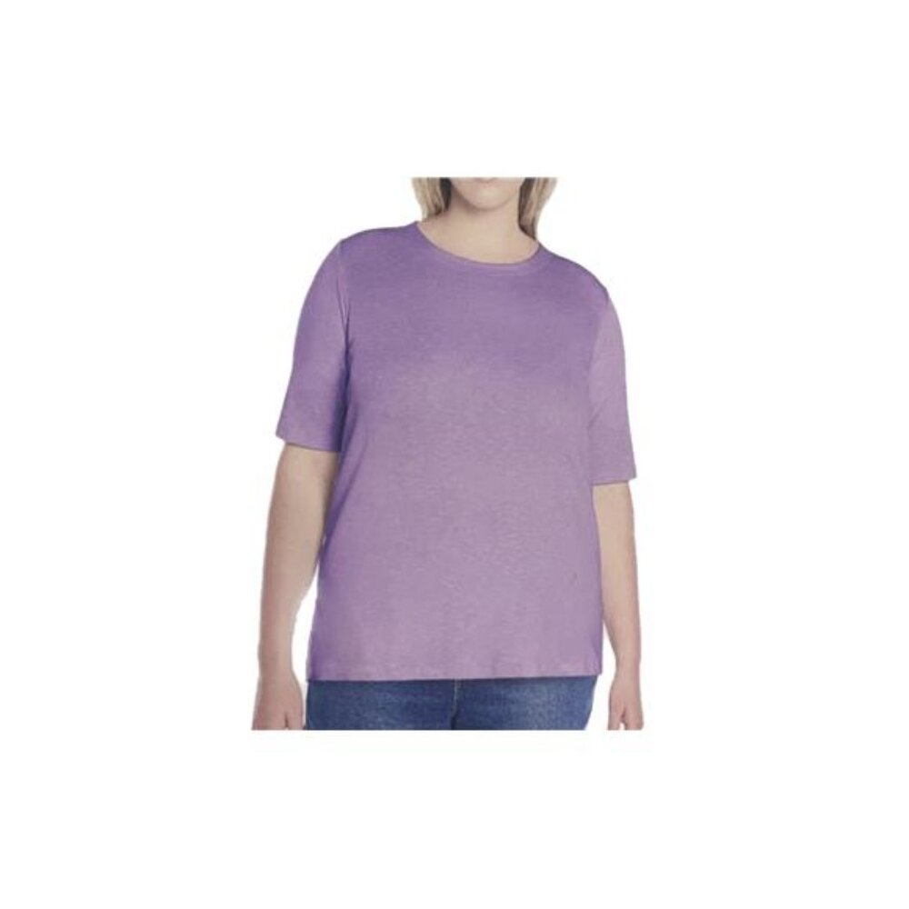 Orvis Women's Scoop Neck Pima Cotton Elbow Sleeve Top (Purple, Large)